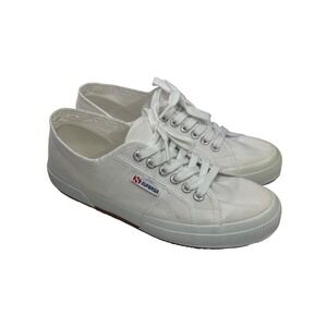 Superga Women's 39.5 9 White Canvas Casual Sneakers Shoes Low Top Tennis